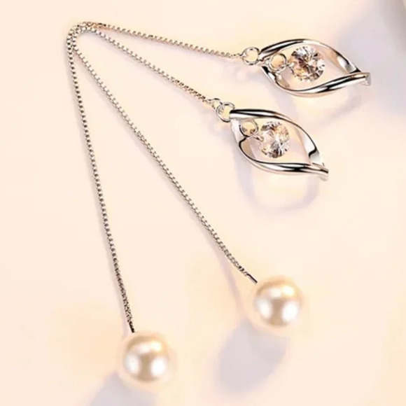 Sterling Silver 925 Earrings Chain Link Tassel Drop Dangle Earrings Jewelry Gift - Picture 1 of 5